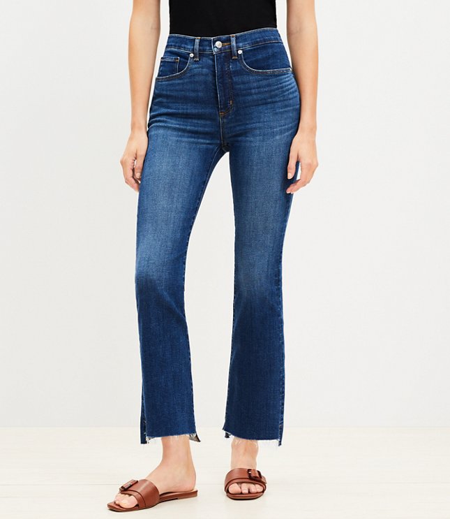 Step Hem High Rise Kick Crop Jeans in Classic Mid Wash - Classic Mid Wash