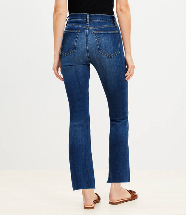 Step Hem High Rise Kick Crop Jeans Classic Mid Wash