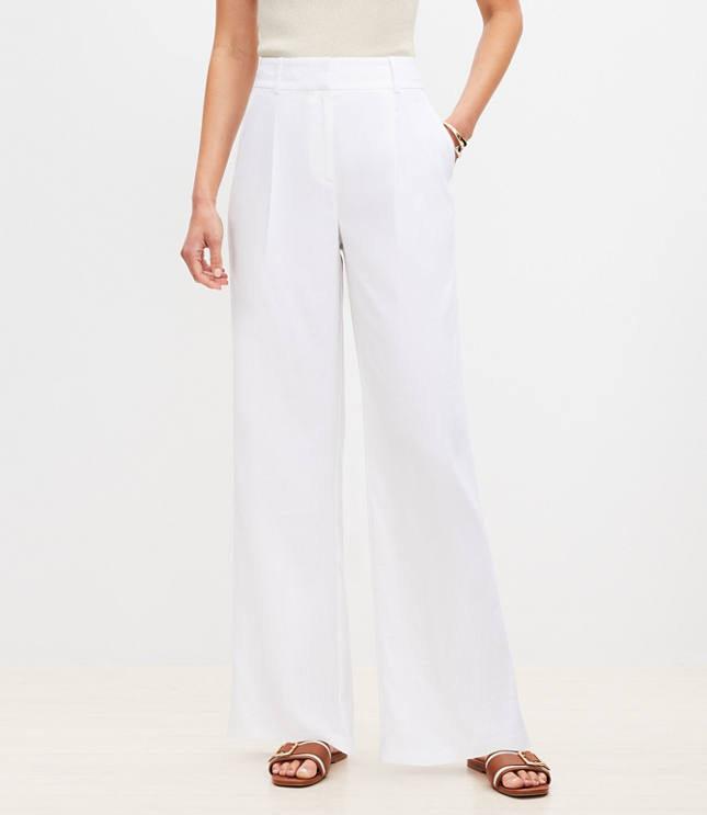 Peyton linen-batiste wide-leg pants