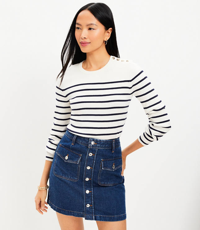 Stripe Draped Sleeve Sweater