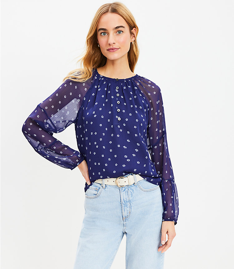 Bloom Bubble Sleeve Henley Top image number 0