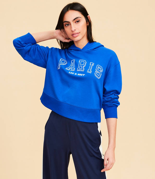 Lou & Grey Paris Varsity Fleece Hoodie - Cobalt Current