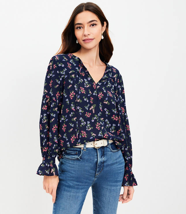 Clip Ruffle Tie Sleeve Top