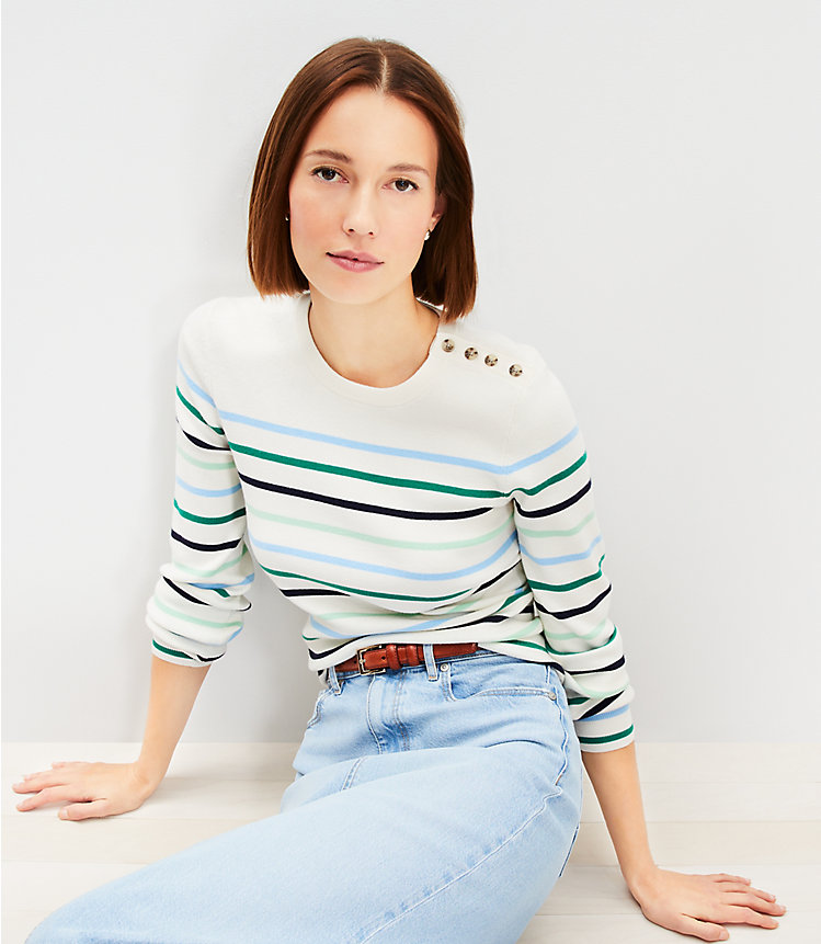 Stripe Draped Sleeve Sweater image number 1