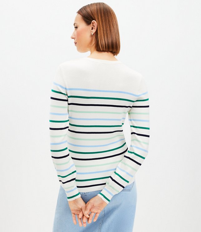 Stripe Draped Sleeve Sweater