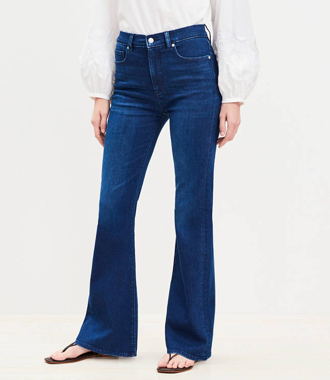 Petite High Rise Slim Flare Jeans in Dark Wash