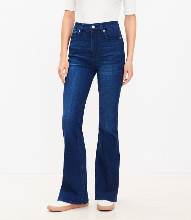 Petite High Rise Slim Flare Jeans in Dark Wash