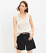 A-Line Denim Shorts in Washed Black carousel Product Image 1