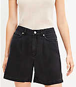 A-Line Denim Shorts in Washed Black carousel Product Image 2