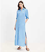 Linen Blend Pocket Maxi Shirtdress carousel Product Image 1