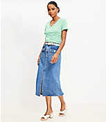 Patch Pocket Denim Midi Skirt in Classic Mid Wash carousel Product Image 1