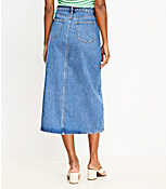 Patch Pocket Denim Midi Skirt in Classic Mid Wash carousel Product Image 3