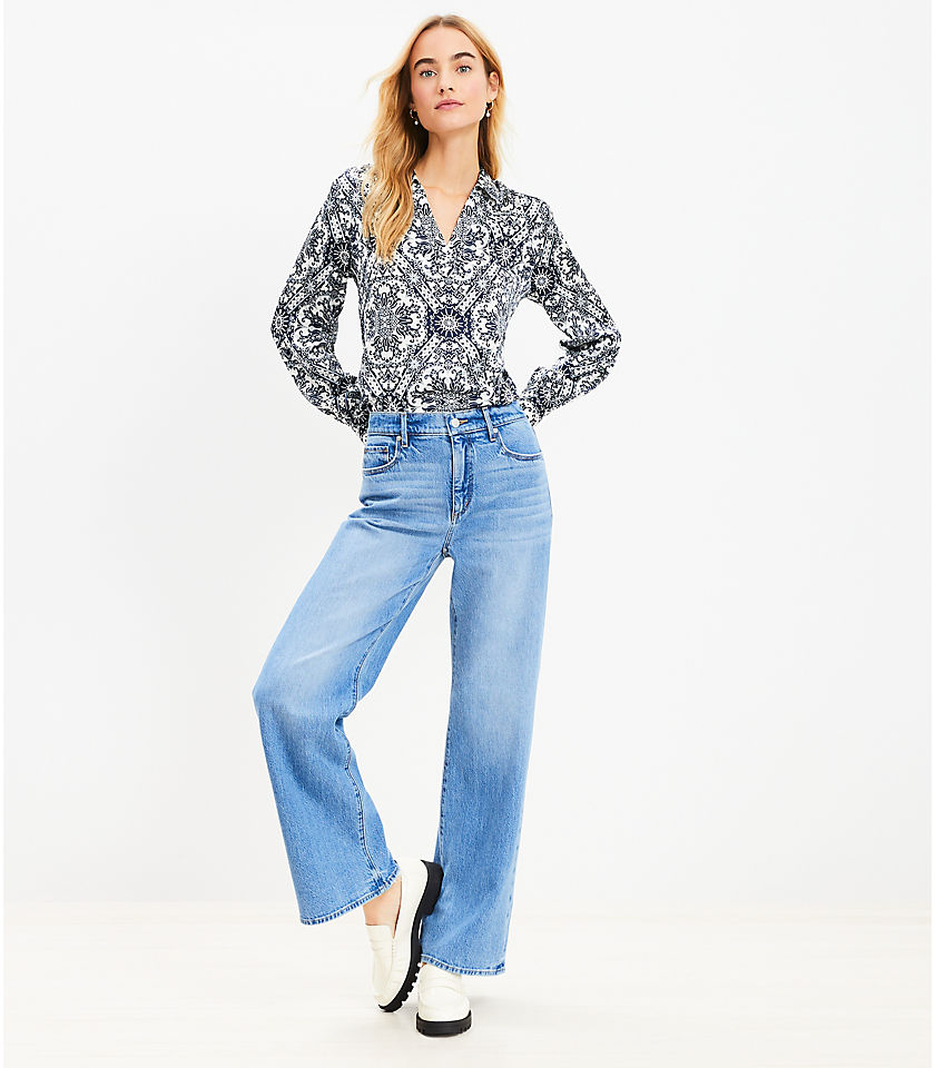 Tall High Rise Wide Leg Jeans in Bright Mid Indigo Wash
