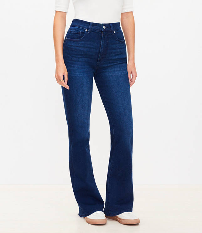 Petite Curvy High Rise Slim Flare Jeans in Dark Wash