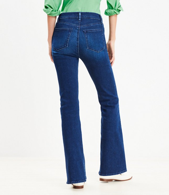 Petite Curvy High Rise Slim Flare Jeans in Dark Wash image number null