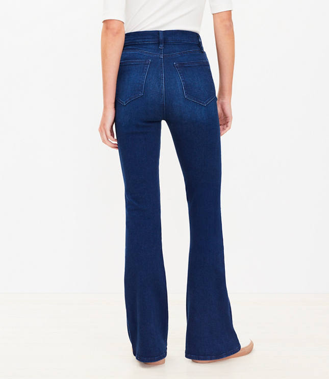 Petite Curvy High Rise Slim Flare Jeans in Dark Wash