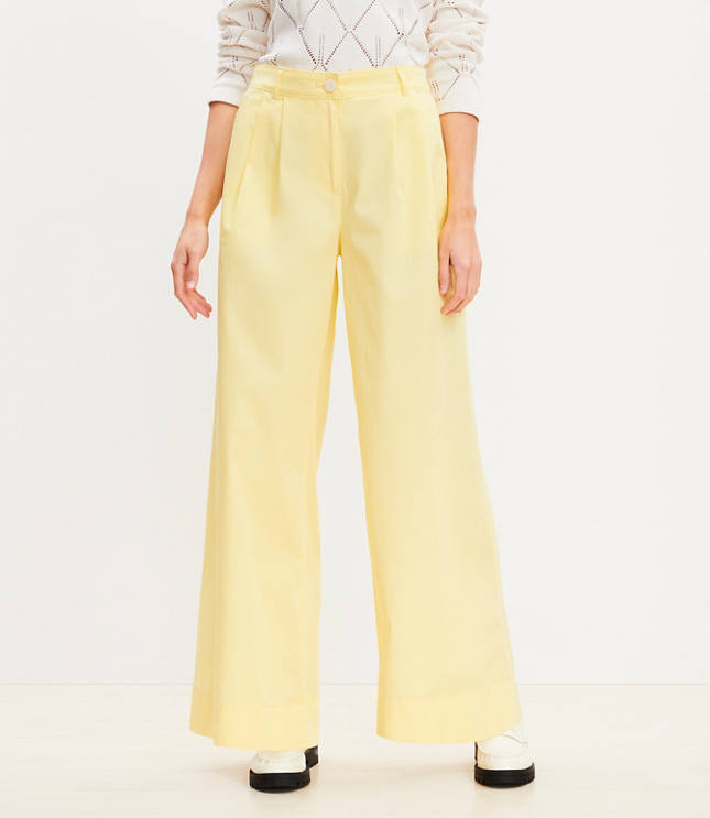 Petite High Rise Palazzo Jeans in Ecru