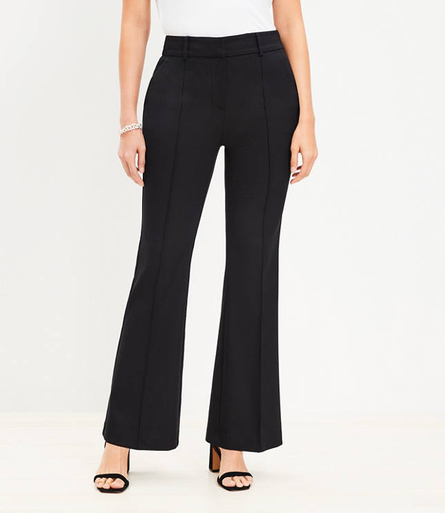 Petite Curvy Pintucked Sutton Flare Pants