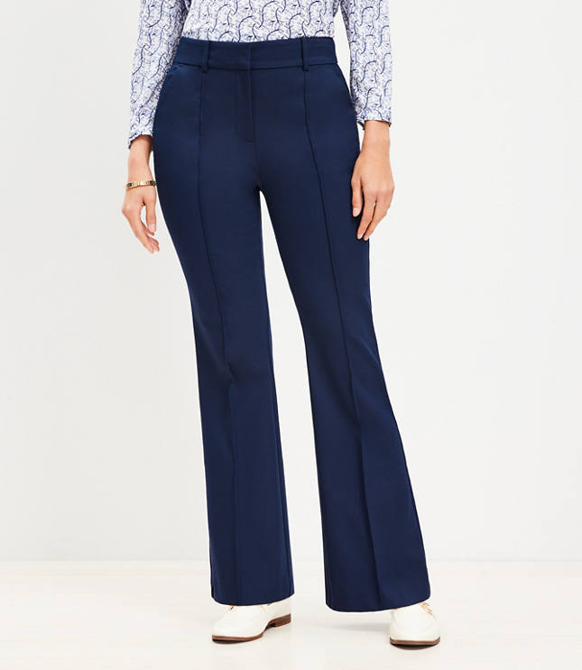 Petite Curvy Pintucked Sutton Flare Pants