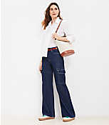Petite High Rise Wide Leg Cargo Jeans in Dark Wash carousel Product Image 2