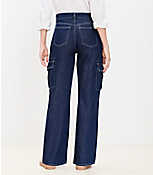 Petite High Rise Wide Leg Cargo Jeans in Dark Wash carousel Product Image 3
