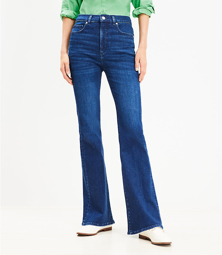 Curvy High Rise Slim Flare Jeans in Dark Wash image number null