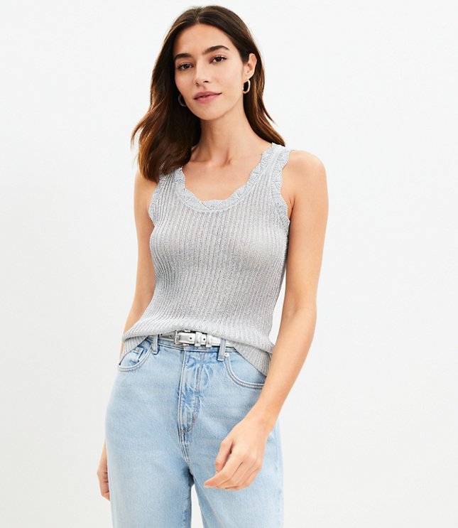 Lou & Grey Ribbed Bra Tank Top - White