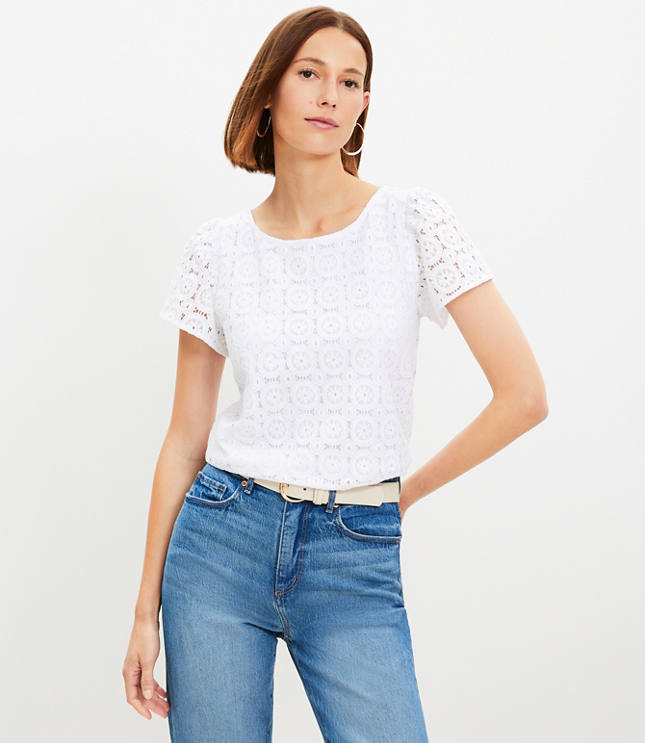 Chevron Lace Ruffle Top