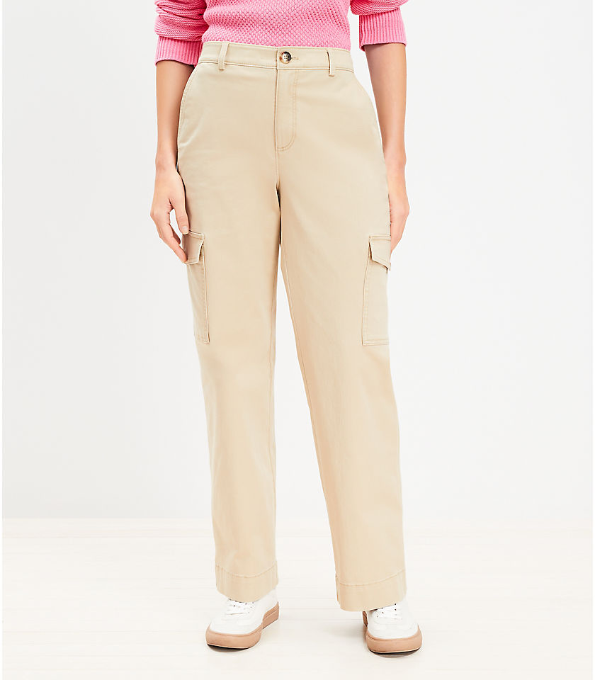 Petite Curvy Structured Cargo Pants in Twill