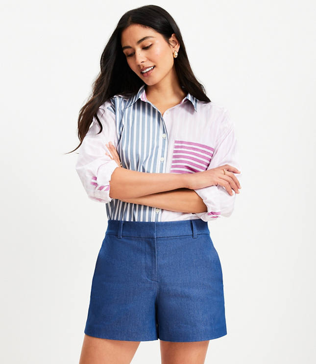 Petite Pleated Bermuda Shorts in Poplin