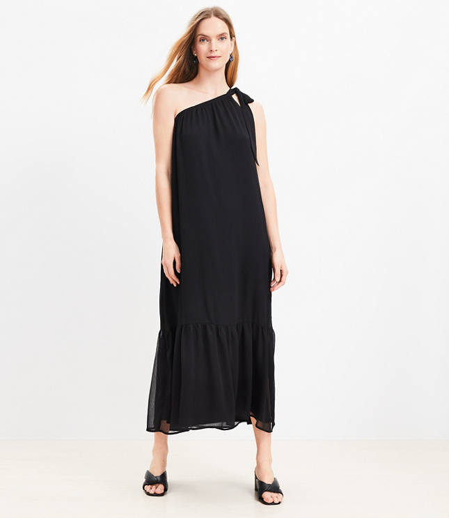 Crinkle Tiered One Shoulder Maxi Dress