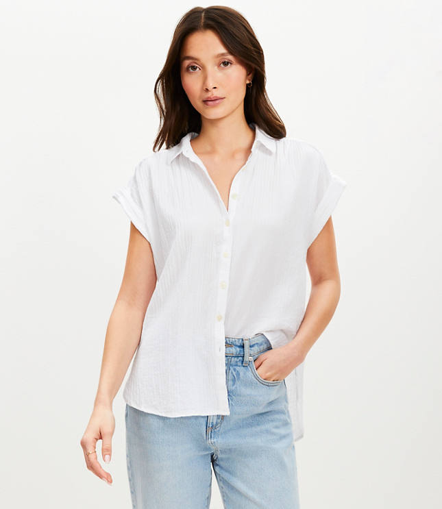 Petite Crinkle Dolman Shirt