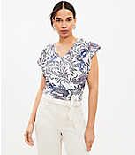 Paisley Flutter Sleeve V-Neck Top carousel Product Image 1
