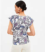 Paisley Flutter Sleeve V-Neck Top carousel Product Image 3