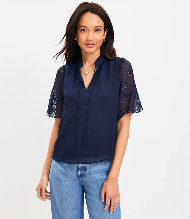 Pleated Tie Neck Top