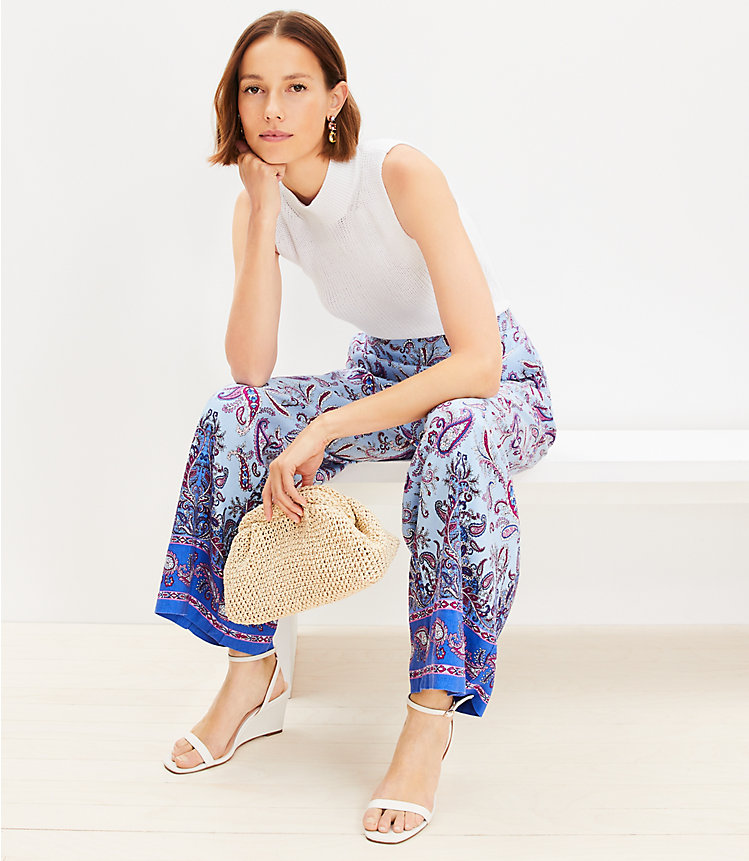Fluid Pull On Wide Leg Pants in Paisley image number 1