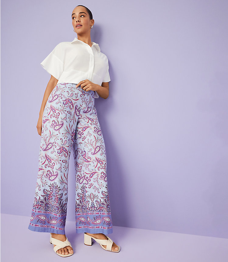 Fluid Pull On Wide Leg Pants in Paisley image number 3