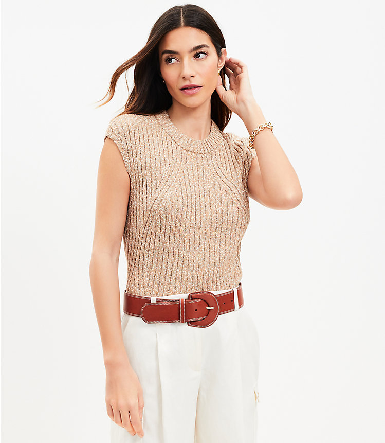 Petite Marled Ribbed Wedge Sweater image number null