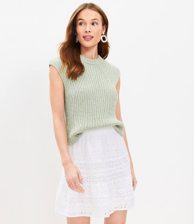 Petite Ribbed Side Slit Midi Sweater Skirt