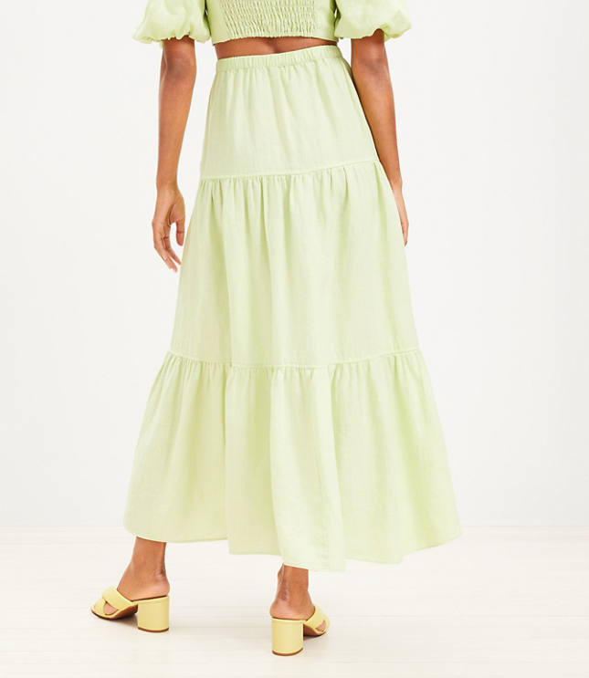 LOFT Beach Tiered Linen Midi Skirt image number 2