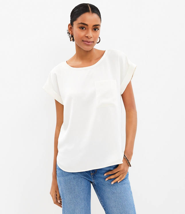 Petite Satin Pocket Tee