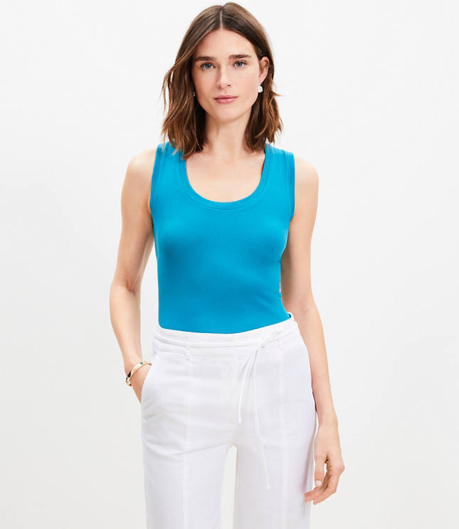 Petite Perfect Ribbed Scoop Neck Tank Top