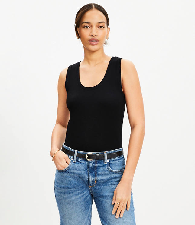 Petite Perfect Ribbed Scoop Neck Tank Top