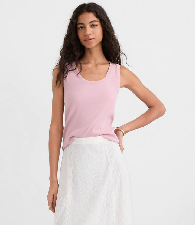 Petite Perfect Ribbed Scoop Neck Tank Top