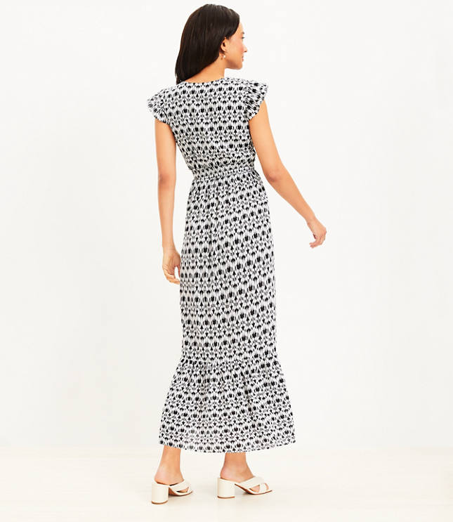 LOFT Beach Scroll Cutout Tiered Maxi Dress