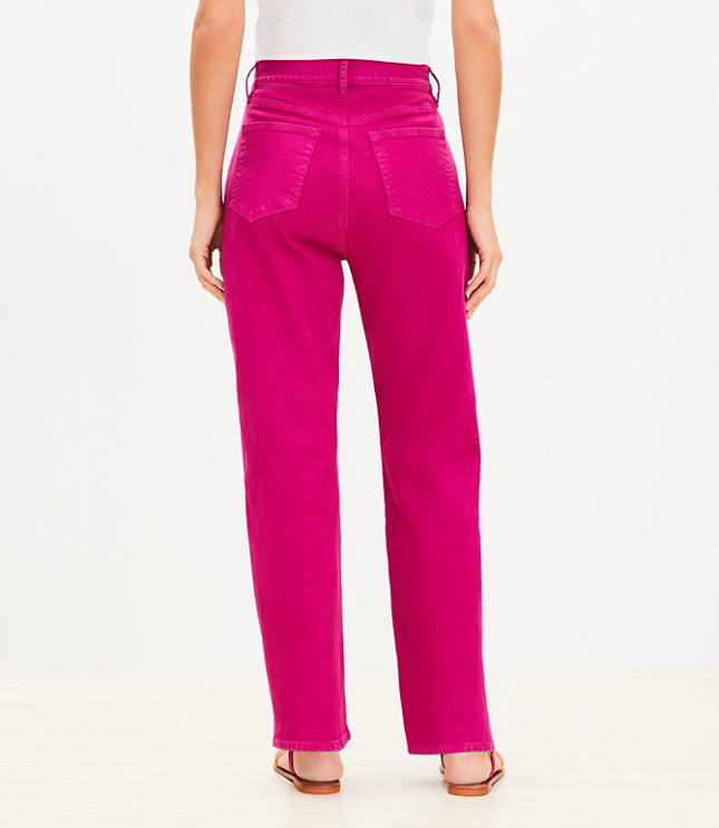 High Rise Straight Jeans in Magenta Sunset