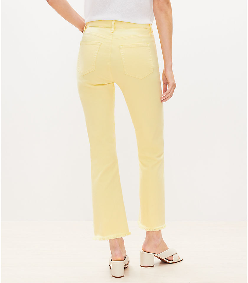 Petite Frayed High Rise Kick Crop Jeans in Lemon Squeeze