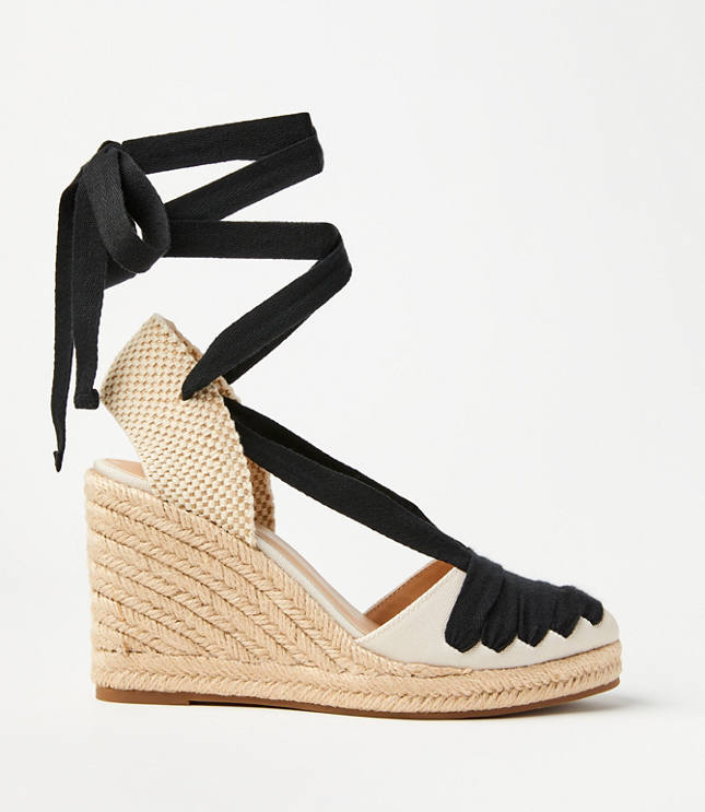 Lace Up Espadrille Wedge Heels