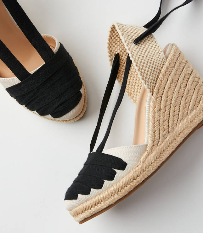 Lace Up Espadrille Wedge Heels