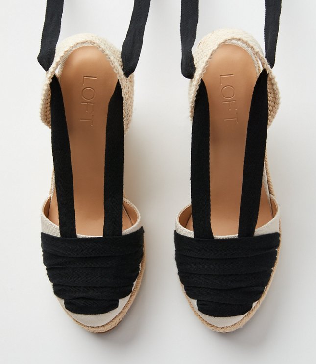 Lace Up Espadrille Wedge Heels